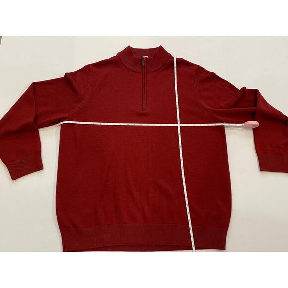 L.L. Bean Burgundy Red 100% Merino Wool Long Sleeve 1/4 Zip Sweater, XL - Picture 8 of 11